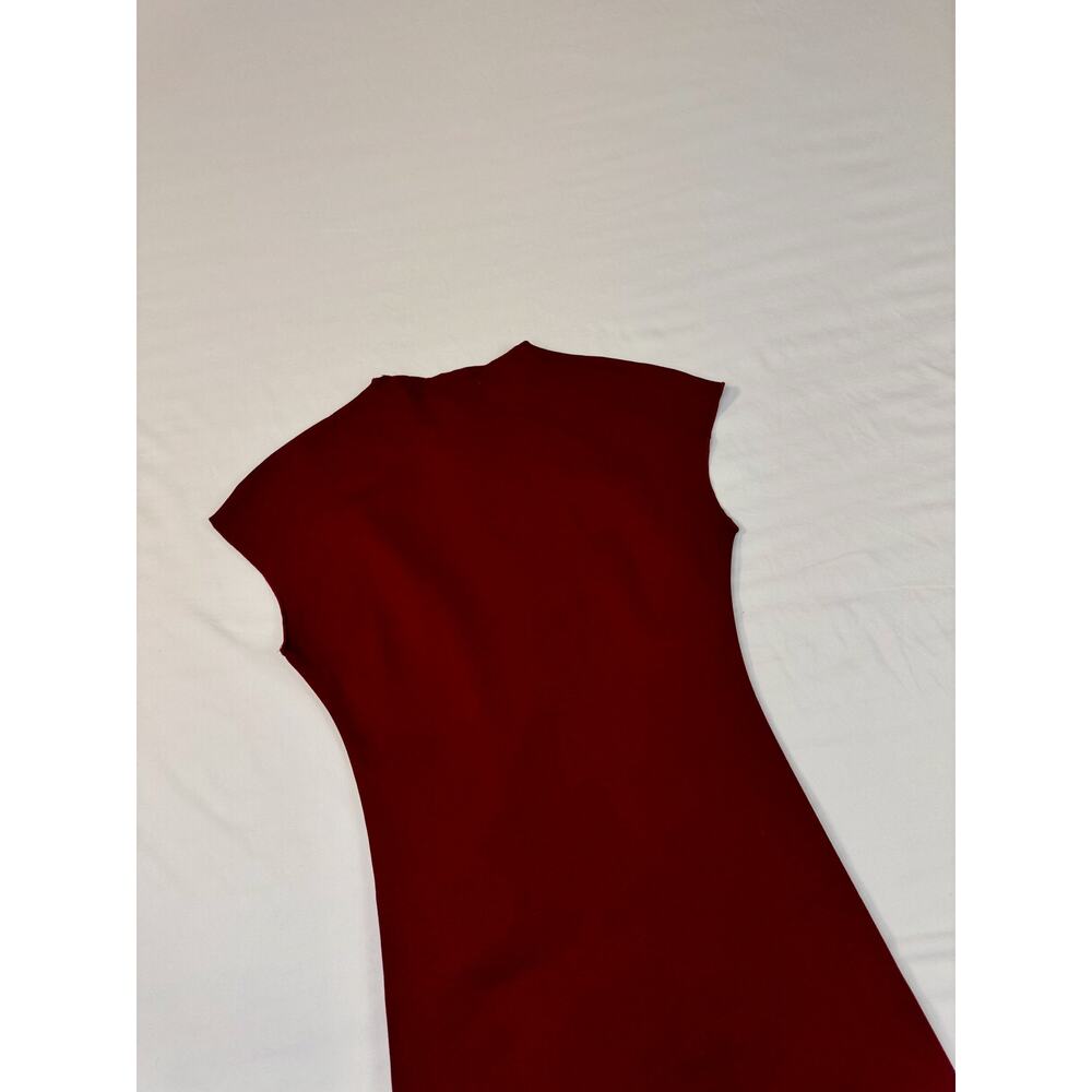 Aqua Ponte Sheath Mock Neck Cap Sleeve Mini Dress Burgundy Red Women’s Small - Picture 11 of 16